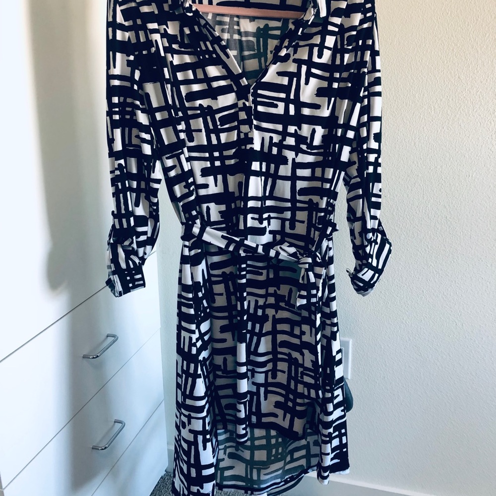 INC belted shirt dress with 3/4 sleeve